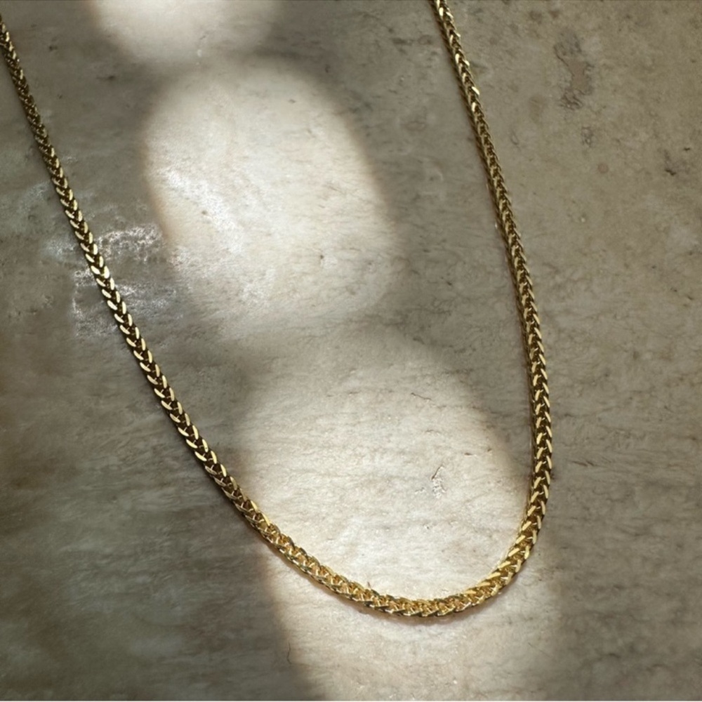 14k Solid Gold Adjustable Length Wheat Chain “adjusts up to 22 inches long”